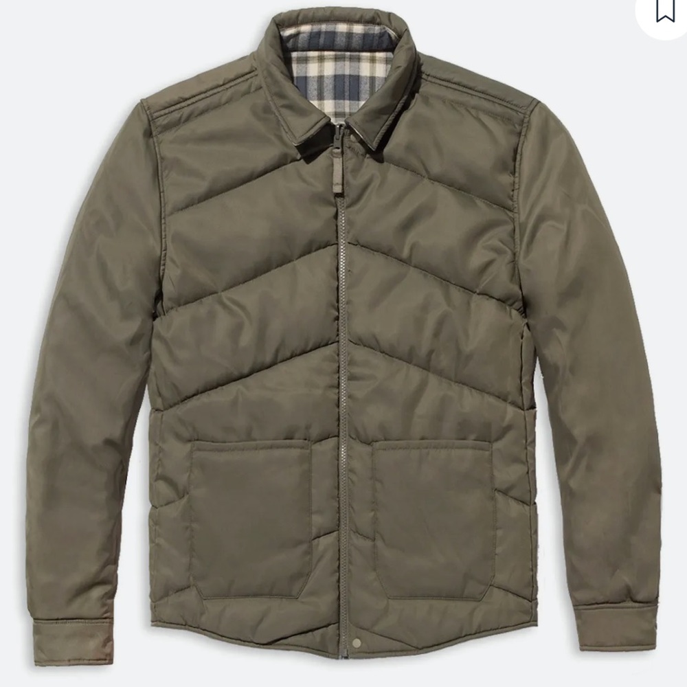 Outerknown "Evolution Reversible Puffer" Coat Jacket Plaid Flannel Gorpcore L